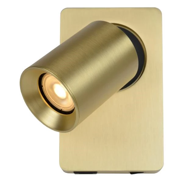 Lucide NIGEL - Bedside lamp / Wall light - LED Dim to warm - GU10 - 1x5W 2200K/3000K - With USB charging point - Matt Gold / Brass - detail 1